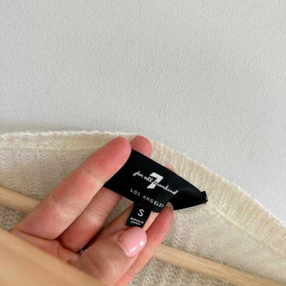 7 For All Mankind Soft Knit Cropped Sweater Cream S - Picture 4 of 6